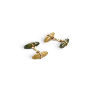 Torpedo Enamel & Diamonds Cufflinks in 18ct Yellow Gold
