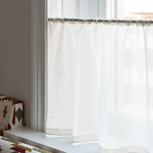 Sheer Linen Wave Ruffle Café Curtain - Off White