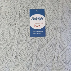 Sleep Tight Cable Knit and Wool Blanket GREY